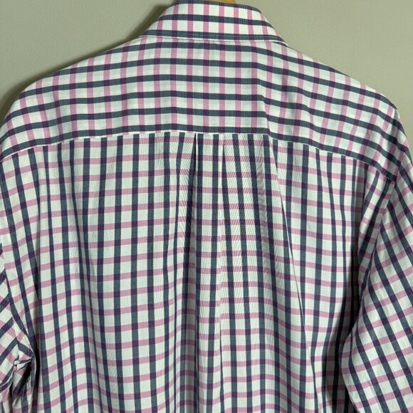 Peter Millar Plaid Button Up Dress Shirt Men's Large White Preppy Career Formal - Picture 10 of 13